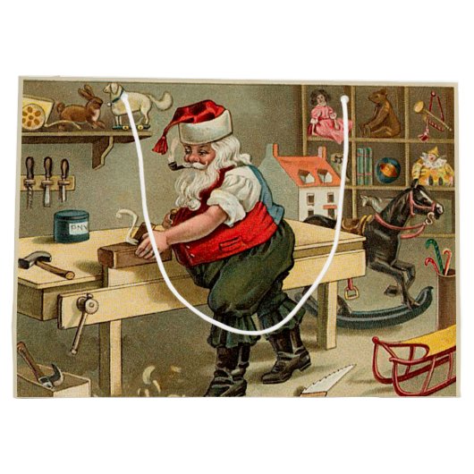 kerstworkshop voor kerstmis large cadeautasje (Achterkant)