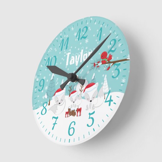 Kerstwoud Arctische Vossen Ronde Klok (Hoek)