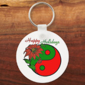KerstYin Yang Poinsettia Sleutelhanger (Voorkant)