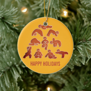 Kerstyoga met peperkoek keramisch ornament