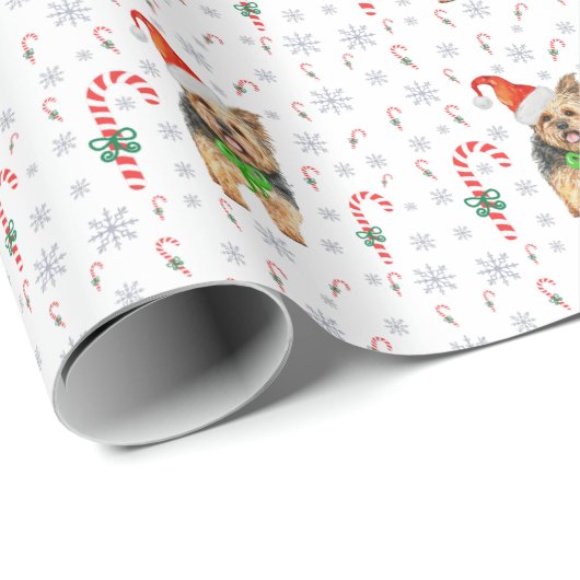 KerstYorkie Dog met snoeprietsmidsvlokken Cadeaupapier (Rol Hoek)