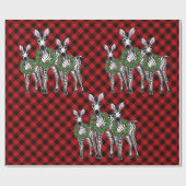 kerstZebras, xmas, rode vlecht Cadeaupapier (Vlak)