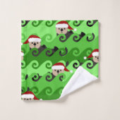 KerstZee Otters Green Waves Bad Handdoek (Wasdoekje)