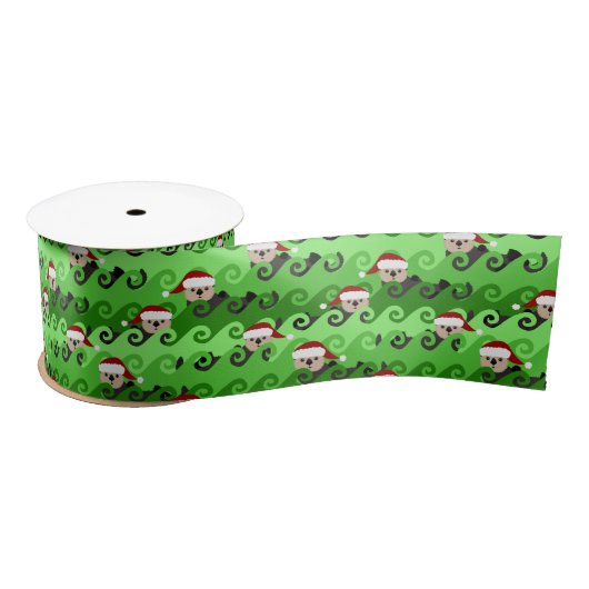 KerstZee Otters Green Waves Lint (Spoel)