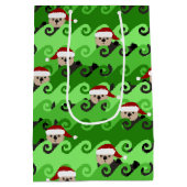 KerstZee Otters Green Waves Medium Cadeauzakje (Achterkant)