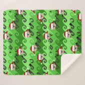 KerstZee Otters Green Waves Sherpa Deken (Voorkant (horizontaal))