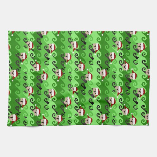 KerstZee Otters Green Waves Theedoek (Horizontaal)