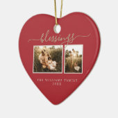 Kerstzegen 2 Foto Rood Familie Keramisch Ornament (Links)