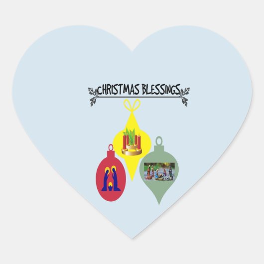 Kerstzegen Hart Sticker (Voorkant)