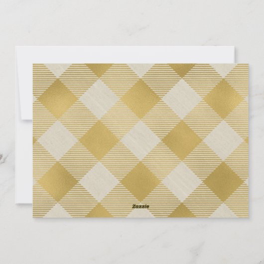 Kerstzegeningen Gouden Buffalo Plaid Foto Feestdagenkaart (Achterkant)