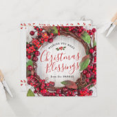 Kerstzegeningen Kaart met Holly Krans (Voorkant / Achterkant in situ)