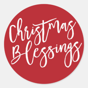 Kerstzegeningen, moderne handgeschreven typografie ronde sticker