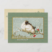 kerstzegeningen Sneeuwvogels  reproductie Feestdagenkaart (Voorkant / Achterkant)