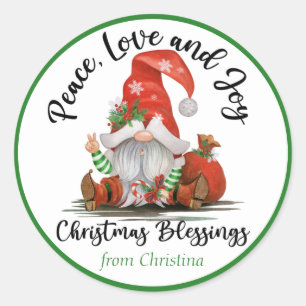 Kerstzegeningen van Kabouter - Persoonlijk Ronde Sticker