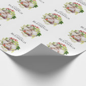 Kerstzegeningen waterverf gebladerte foto cadeaupapier (Hoek)