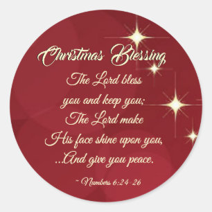 Kerstzeggende Heer Bless You Numbers 6:24-26 Ronde Sticker