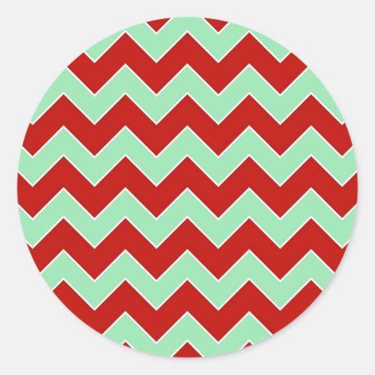 kerstzigzag ronde sticker (Voorkant)