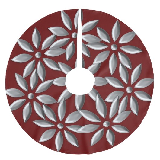 Kerstzilverbloemen Pattern Marron Kerstboom Rok (Voorkant)