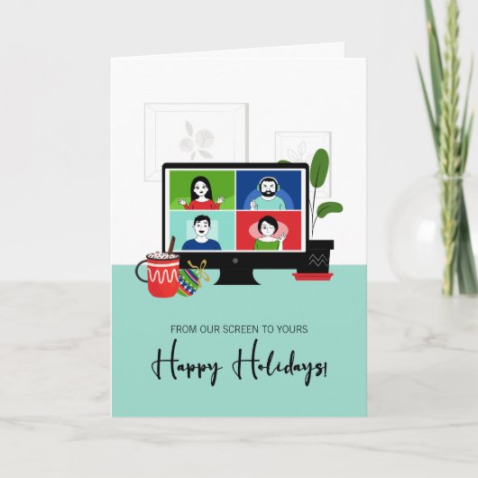 Kerstzoom vanaf ons scherm tot uw feestdag kaart (Voorkant)