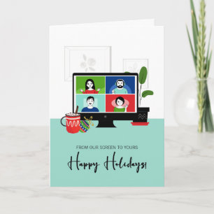 Kerstzoom vanaf ons scherm tot uw feestdag kaart