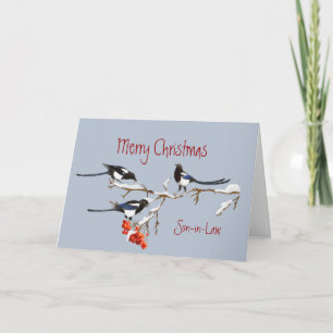 Kerstzoon aangenaam als jij Magpie Birds Feestdagen Kaart