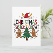 Kerstzuster Crew Feestelijke Gengbread Vrienden Kaart (Staand voorkant)