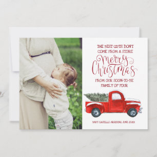 Kerstzwangerschapsaankondiging - vrachtwagen feestdagenkaart