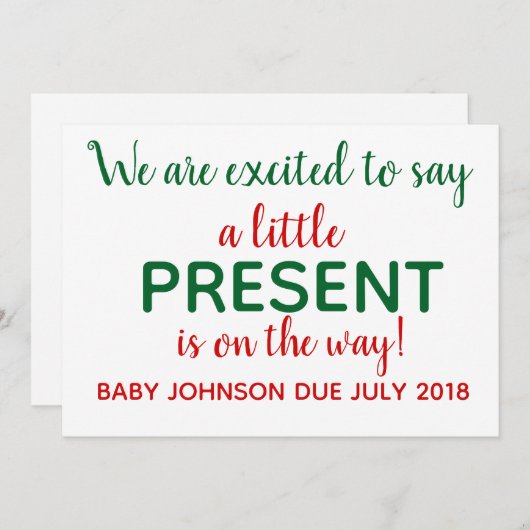 Kerstzwangerschapsuitkondiging onthullen feestdagenkaart (Voorkant / Achterkant)