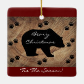 Kerstzwart Beer en Beren poten Keramisch Ornament (Achterkant)