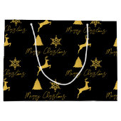 Kerstzwart en gouden patroon groot cadeauzakje (Achterkant)