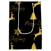 Kerstzwart en gouden patroon medium cadeauzakje (Achterkant)