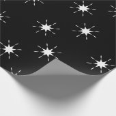 Kerstzwart en wit met sterren cadeaupapier (Hoek)