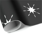 Kerstzwart en wit met sterren cadeaupapier (Rol Hoek)
