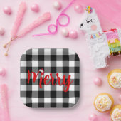 Kerstzwart en witte buffels papieren bordje (Feest)