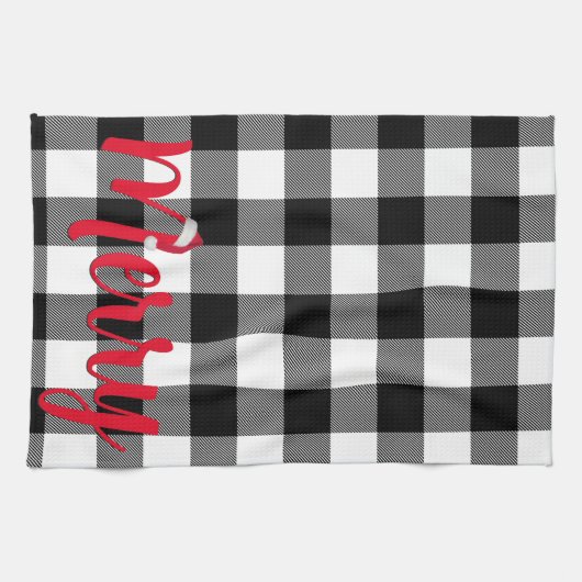 Kerstzwart en witte buffels theedoek (Horizontaal)