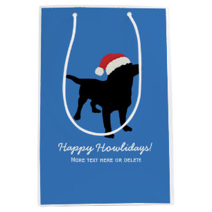 Kerstzwart lab met Pet voor kerstmis Medium Cadeauzakje