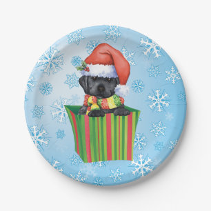 Kerstzwart lab papieren bordje
