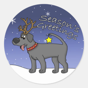 Kerstzwart lab ronde sticker