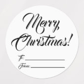 Kerstzwart wit tot blanco script elegant labels (Design 2)