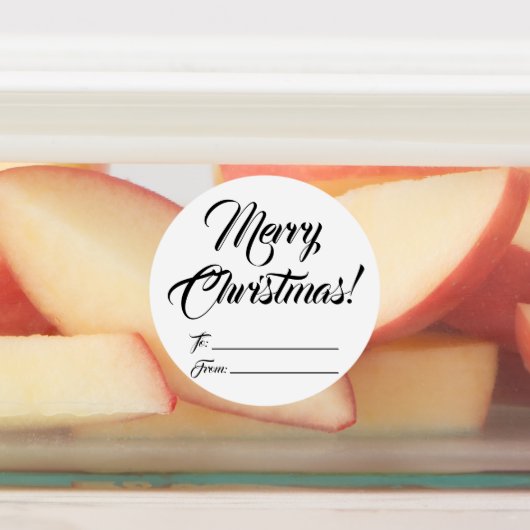 Kerstzwart wit tot blanco script elegant labels (Aangebracht)