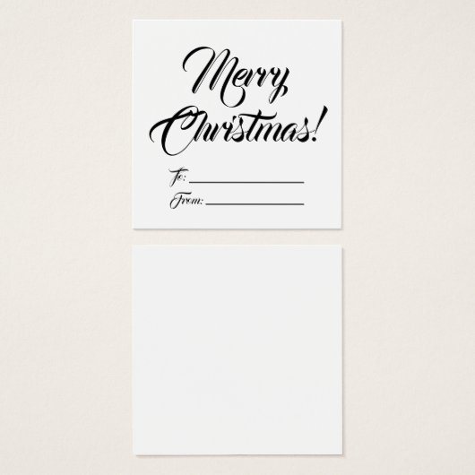 Kerstzwart wit tot blanco script elegant vierkante visitekaartjes (Voorkant /achterkant)