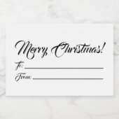 Kerstzwart wit tot blanco script elegant voedselcontainer etiket (Enkel label)