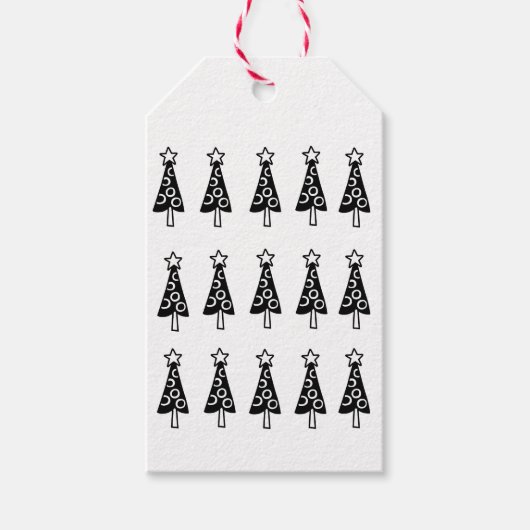 Kerstzwarte bomen Gift Labels Cadeaulabel (Voorkant)