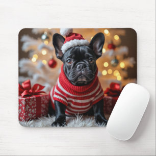 Kerstzwarte Bulldog Muismat