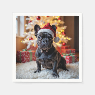 Kerstzwarte Bulldog Servet