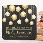 Kerstzwarte goudhandheld voor u vierkante sticker