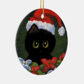 Kerstzwarte kat Santa Claus Funny Creationarts Keramisch Ornament (Rechts)