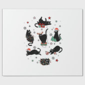 Kerstzwarte katten cadeaupapier (Vlak)