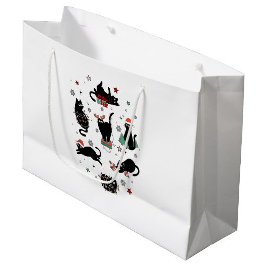 Kerstzwarte katten groot cadeauzakje (Voorkant Gekanteld)