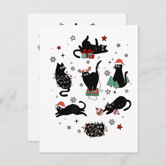 Kerstzwarte katten informatiekaartje (Voorkant / Achterkant)